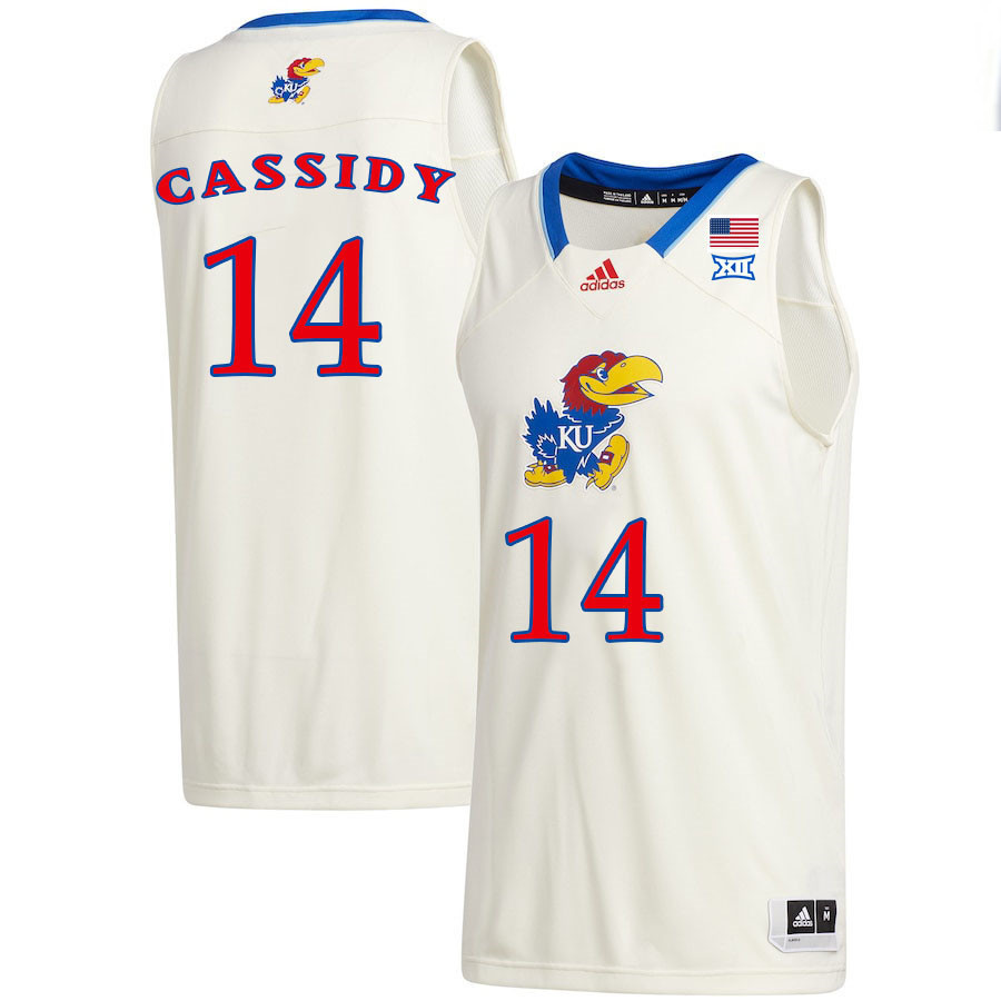 Men #14 Patrick Cassidy Kansas Jayhawks College Basketball Jerseys Stitched Sale-Cream